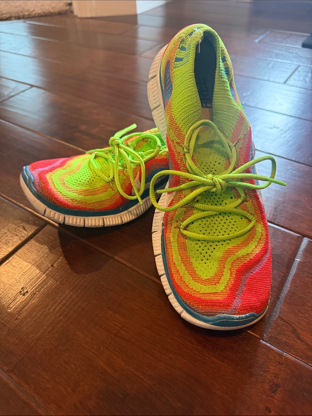 Men’s Neon Green Multicolor Knit Nike free Running Shoes